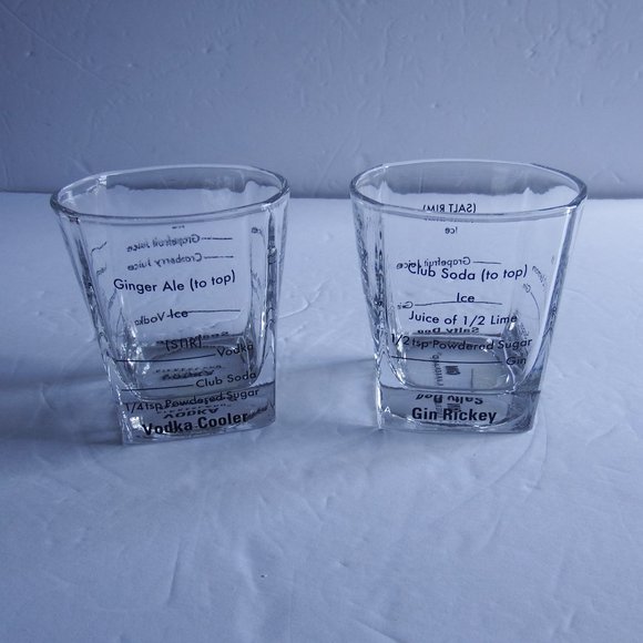 NEW Set of 2  Rocks Drink Recipe Glasses 3.5"x3.5" - Picture 4 of 5
